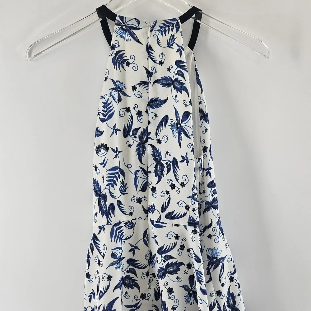 Shoshanna White and Navy Blue Floral Halter Mini Dress - Picture 7 of 14